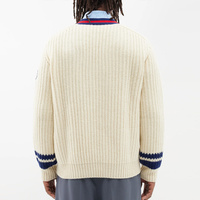 Oem Pull personnalisé en tricot torsadé à rayures Web Cardigan en laine 100% Designer Knit Vintage Men's College Style Striped Jacquard Sweater