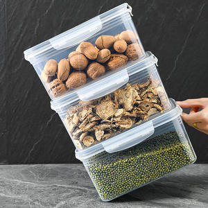 Caja de almacenamiento hermética para refrigerador, rectangular, con tapa de plástico, apilable, de gran capacidad, contenedor de alimentos para organizar el refrigerador. - Product Image 3