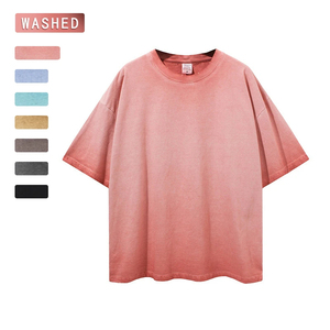 Camiseta personalizada de 100% algodón lavada con ácido para hombre, camiseta de talla grande con hombros caídos y peso pesado 200 GSM Stone Wash - Product Image 6