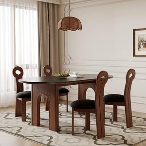 โต๊ะรับประทานอาหารรูปวงรีหรูหราหลายร้อยแบบ ทำจากไม้แอชสไตล์วินเทจ โครงสร้างแข็งแรงทนทานสำหรับห้องรับประทานอาหาร - Product Image 5