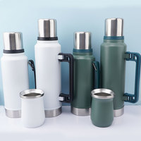 Kit de Yerba Maté en Gros : Gourde de 1000 ml et 1300 ml avec Couvercle, Bouteille Thermos et Paille Bombilla (8 oz)