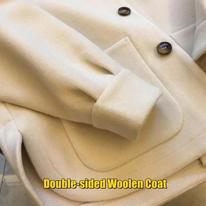 מעיל צמר מעיל צמר ארוך עם ברדס ברדס מעיל אפודה מעיל משחה מזדמן רוח - Product Image 5