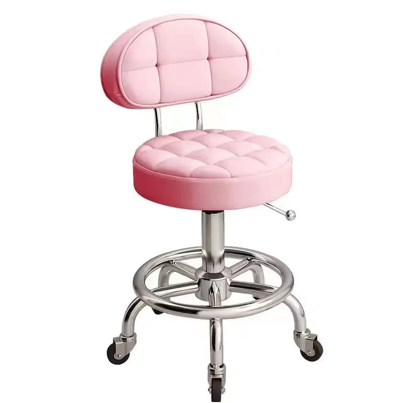 Taburete de belleza Premium comercial al por mayor, silla de barbería de belleza, taburete redondo, silla de peluquería de barbería, taburete de uñas movido