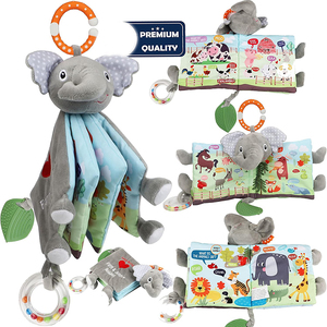 Juguete <span class=keywords><strong>de</strong></span> dentición para bebé <span class=keywords><strong>de</strong></span> moda, <span class=keywords><strong>libro</strong></span> <span class=keywords><strong>de</strong></span> tela suave con sonajero y anillo <span class=keywords><strong>de</strong></span> dentición, diseño <span class=keywords><strong>de</strong></span> elefante, ¡el más vendido! - Product Image 1