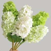 BF-HG23 Bloom Floral Vente en gros de haute qualité, Hortensias artificiels en latex à toucher réaliste, vert et bleu, fleurs d'hortensia
