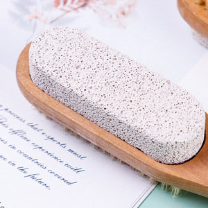 Cepillo de baño de madera de 16x3x3.5cm con piedra pómez, cepillo exfoliante para masaje corporal con mango largo para uso en la ducha - Product Image 2