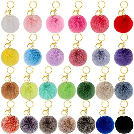 Porte-clés pompon coloré pour femmes, nouvelle collection, en fausse fourrure, décoration de sac à main, 8CM,