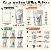 Pochette Doypack en Mylar doublée aluminium, haute protection contre l'oxygène et l'humidité, anti-odeur, 1oz 28g, avec fermeture éclair, pour produits nutritionnels sensibles