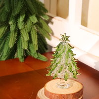 Sapin de Noël miniature en verre fait main pour la décoration de table de Noël, sapin de Noël en verre style Murano coloré, ensemble de décorations de Noël en verre, ensemble cadeau