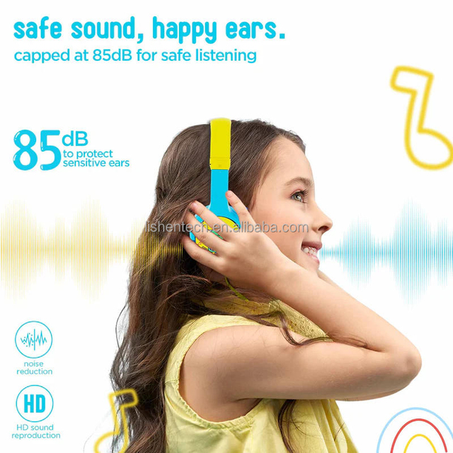 Factory 85dB Wireless BT5.3 Over-Ear Headphones Kids Cartoon Computer Headphones Comfortable Wear Music & Study Dual Mode 40h+