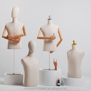 Maniquí de Moda para <span class=keywords><strong>Hombre</strong></span>, <span class=keywords><strong>Busto</strong></span> Masculino de Lino Blanco para Exhibición de Camisas, Maniquí de Medio Cuerpo Masculino en Mesa - Product Image 4