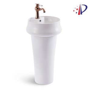 Lavabo de Pedestal CR Retro, Lavabo de Porcelana de Lujo con un Solo Orificio - Product Image 5