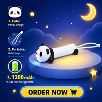 Senter Gantungan Kunci Panda Silikon Mini Isi Ulang USB untuk Anak, Lampu LED Lucu yang Dapat Disesuaikan dengan Pengatur Kecerahan untuk Penggunaan Luar Ruangan