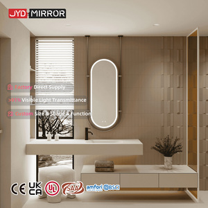 Stepless Dimmable Double Touche Boutons Capteur Intelligent En Acier Inoxydable Éclairé Frontlit Led Suspendu Ovale Salle De Bains <span class=keywords><strong>Miroir</strong></span> Avec Lumières - Product Image 1