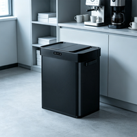 Poubelle intelligente sans contact infrarouge automatique WEIHAO noire, grande capacité, étanche, avec capteur, pour salle de bain, bureau