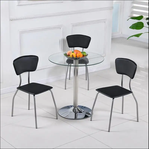 Mesa de Comedor Redonda de <span class=keywords><strong>Cristal</strong></span> Transparente con 4 Sillas, Mesas de Café de <span class=keywords><strong>Cristal</strong></span> - Product Image 3