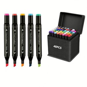 Juego de Marcadores de Papelería Artística de Doble Punta de 48 Colores para Dibujar y Bocetar, el Favorito de los Estudiantes, Incluye Marcadores de Alcohol - Product Image 1