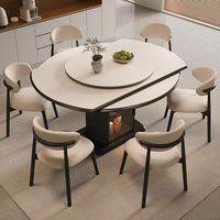 Premium Chic Design Aufbewahrung Esstisch Moderner chinesischer Stil Ausziehbar von ovalen bis runden Essential Home Dining Set