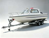 Remorque bateau à double essieu de 6,46 m, 1500 kg, galvanisée à chaud avec rouleaux réglables pour bateau de pêche, RIB, yacht de 5,8 à 6,4 m