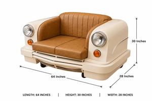 Canapé en cuir d'inspiration automobile vintage avec design de phares classiques pour salon, hôtel, club, décoration intérieure de la maison - Product Image 4