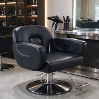 Fauteuil de Barbier Portable Moderne en Cuir PU Durable avec Hauteur Réglable et Inclinaison pour Salon, Appartement, Salon de Coiffure, Atelier