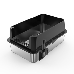 Confortável Easy Clean Anti-Tracking XXL <span class=keywords><strong>Litter</strong></span> <span class=keywords><strong>Box</strong></span> para Gatos Bandeja De Panela De <span class=keywords><strong>Litter</strong></span> De Aço Inoxidável Semi-Fechado Caixa De Lixo - Product Image 2