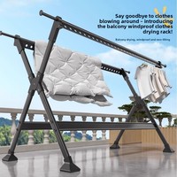 Séchoir à linge télescopique pliable robuste en X à double barre, réglable en hauteur, mobile pour balcon et maison
