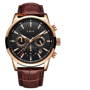 Haute qualité hommes <span class=keywords><strong>montre</strong></span> Top marque <span class=keywords><strong>LIGE</strong></span> 9866 Quartz homme montres Offre Spéciale cuir étanche Date montres - Product Image 4