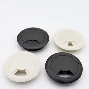 60MM Desk Cord Grommet Wire Hole Cover Line Outlet Port Threading Box Cover Cable Passing Box Office Table Cable Organizer