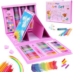 Fabricant Grossiste 208PCS Rose Bleu <span class=keywords><strong>Couleur</strong></span> PVC <span class=keywords><strong>Manga</strong></span> Stylo Artiste Crayons Kit Dessin Ensemble pour 7 Ans - Product Image 1