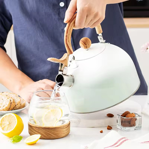 Bouilloire sifflante noire simple de style européen avec poignée en plastique, en acier inoxydable, compatible gaz et induction, et récipient de stockage hermétique - Product Image 2