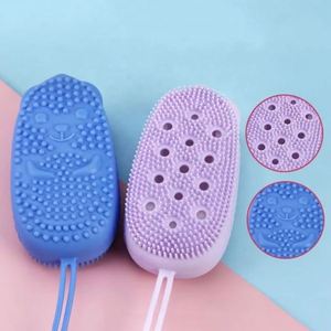 Brosse de bain en silicone souple entièrement naturelle, éponge de douche moussante double face avec design personnalisé, service OEM ODM, usine - Product Image 4