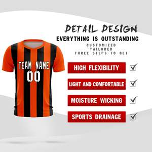 Ensemble de maillots de football décontractés à rayures verticales orange et noires personnalisés pour l'extérieur - Product Image 3