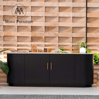 Meuble console moderne sur mesure de haute qualité, armoire de chambre à coucher en bois massif avec comptoir en marbre, buffet noir