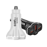 Chargeur de voiture USB C 60W double C, allume-cigare, chargeur de voiture super rapide, adaptateur PD30W+PD30W, chargeur de téléphone pour voiture pour iPhone Android
