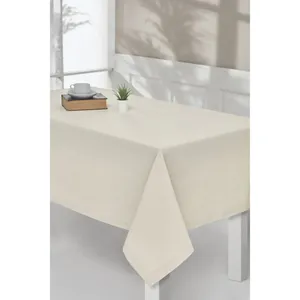 Authentic Premium Buldan Cotton Linen <b>Tablecloth</b> Elegant Beige Embroidery Customizable Size/Color Dining Table Cover for Hotel - Product Image 1