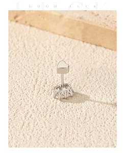 Minimalism S925 Sterling Silver Radiant Cut Moissanite Helix <b>Earrings</b> Crown Heart Screw Stud <b>Earrings</b> for Women <b>Fine</b> Jewelry - Product Image 6