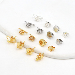 Gold Plated Earplugs <b>Screw</b> Back 6mm 8mm 13mm Anti Slip Earrings Accessories Unisex DIY Jewelry Parts - Product Image 2