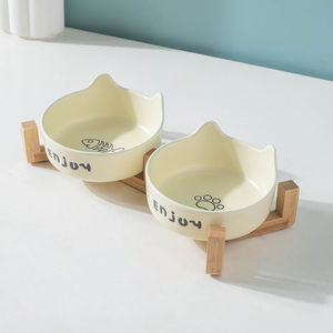 Cerâmica Pet <span class=keywords><strong>Bowl</strong></span> com Suporte De Madeira Sem Estouro Pet Dupla Tigela De Cerâmica Dog <span class=keywords><strong>cat</strong></span> Food Feeder gato Puppy Pet <span class=keywords><strong>Bowl</strong></span> para Gatos - Product Image 4