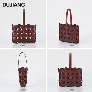 Nuovissima moda Casual Tote Bag <span class=keywords><strong>per</strong></span> <span class=keywords><strong>bambine</strong></span> Designer fatto a mano in vera pelle tessitura a chiusura aperta Color caffè - Product Image 3