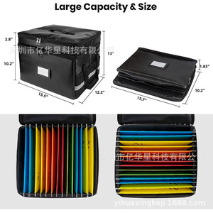 กล่องจัดระเบียบสำนักงานผ้าอ็อกซ์ฟอร์ดสีดำความจุ 5 ลิตรแบบพกพาทนทานกระเป๋าตาข่ายขนาดใหญ่ช่องใส่การ์ดสำหรับจัดเก็บเอกสาร - Product Image 2