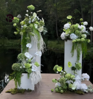 Arrangement floral de mariage fait main, bouquet de lys calla artificiels, rose blanche, rose verte, hortensia, boule de fleurs de 50 cm, centre de table