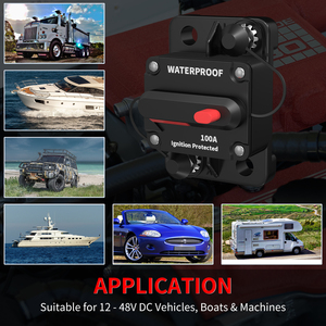 Waterproof Circuit <strong>Breaker</strong> 100A 12-48V DC Circuit <strong>Breaker</strong> Manual <strong>Reset</strong> Battery Circuit <strong>Breaker</strong> for Audio/Video System Boat Truck - Product Image 5