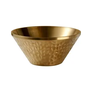 Factory Wholesale Reusable High Quality 304 Stainless Steel Metal Gold Large Noodle Soup Bowl