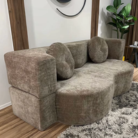 Ensemble de canapés incurvés minimalistes modernes avec rembourrage en chenille, canapé-lit pliable à compression sous vide, rembourrage en éponge pour salon