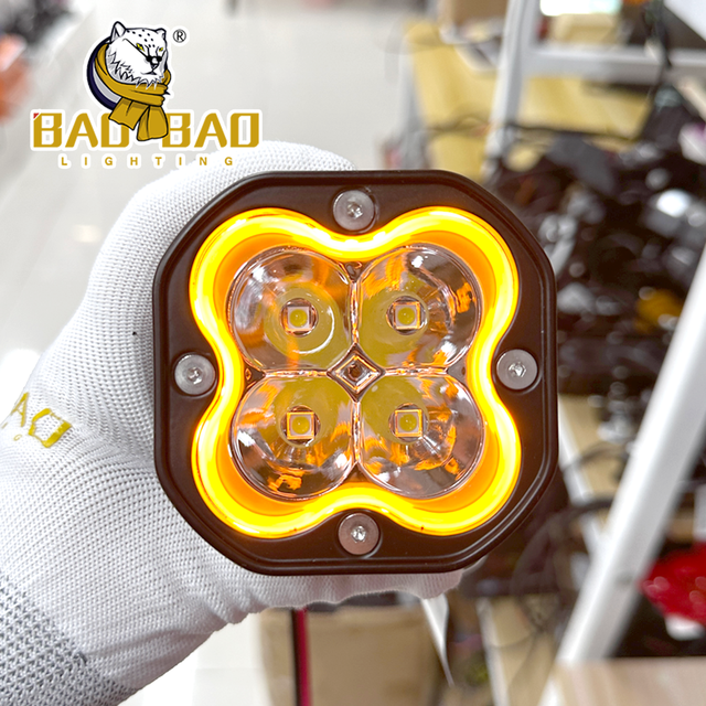 BAOBAO Factory LED Work Light RGB Ring Multiple Color Motor Led Headlights Headlight for Offroad JEEP SUV for Motor