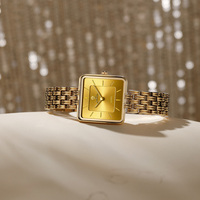 Montres de luxe Gohuos 7826, or et noir, pour femmes, design simple et tendance, cadran carré, étanches, quartz, acier inoxydable.