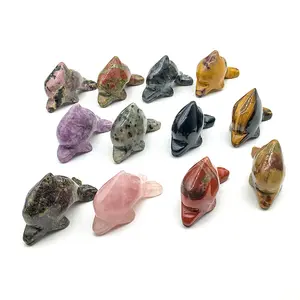 Wholesale Natural Rose Quartz 2inch Dolphin Crystal Gemstone Carving Animal Stone Crystal Dolphin For Gifts
