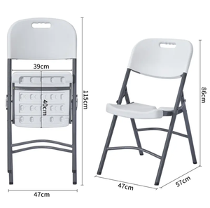 כיסאות גינה מתקפלים מודרניים לבנים מ-HDPE, ניידים וקלים, לשימוש חיצוני, לפארק, לאירועים, לחתונות ומסיבות. - Product Image 2