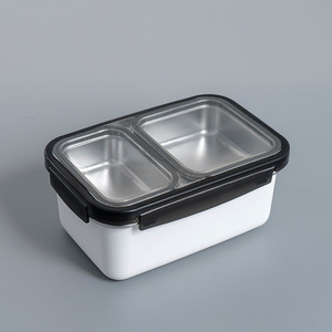 Stainless Steel <b>Lunch</b> Box Divided Insulated Bento Box With Lid For Students Rectangle Solid Color Seal Lid - Product Image 2